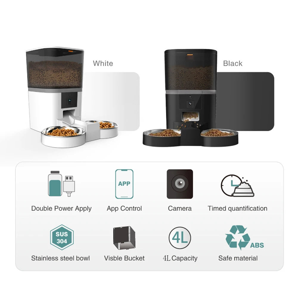 Comedero Automático 4L con Camara HD para Gatos y Perros