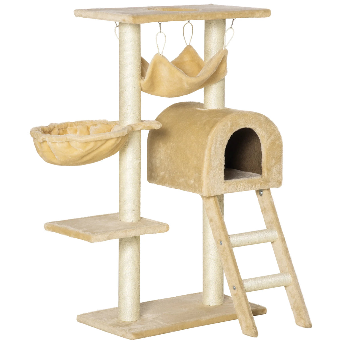 Rascador PawHut para Gatos, 98 cm, Multinivel con Caseta y Hamaca