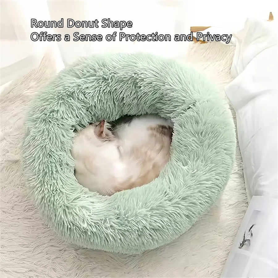 Cama Donut de Peluche para Gatos y Perros Pequeños