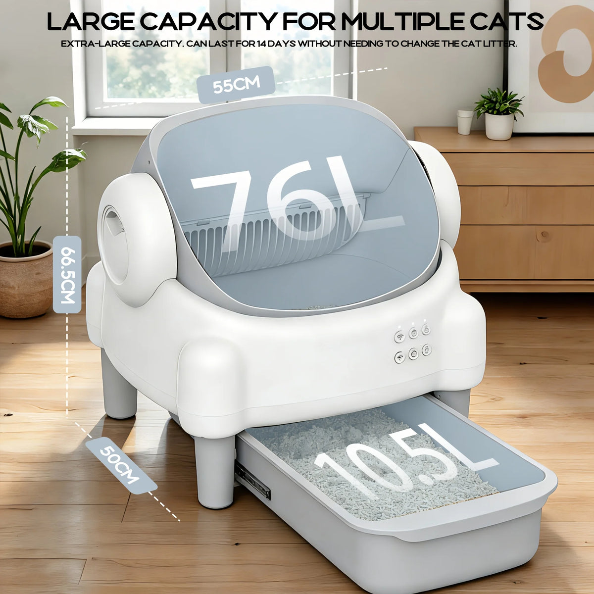 Arenero Eléctrico Autolimpiante para Gatos, WiFi y App