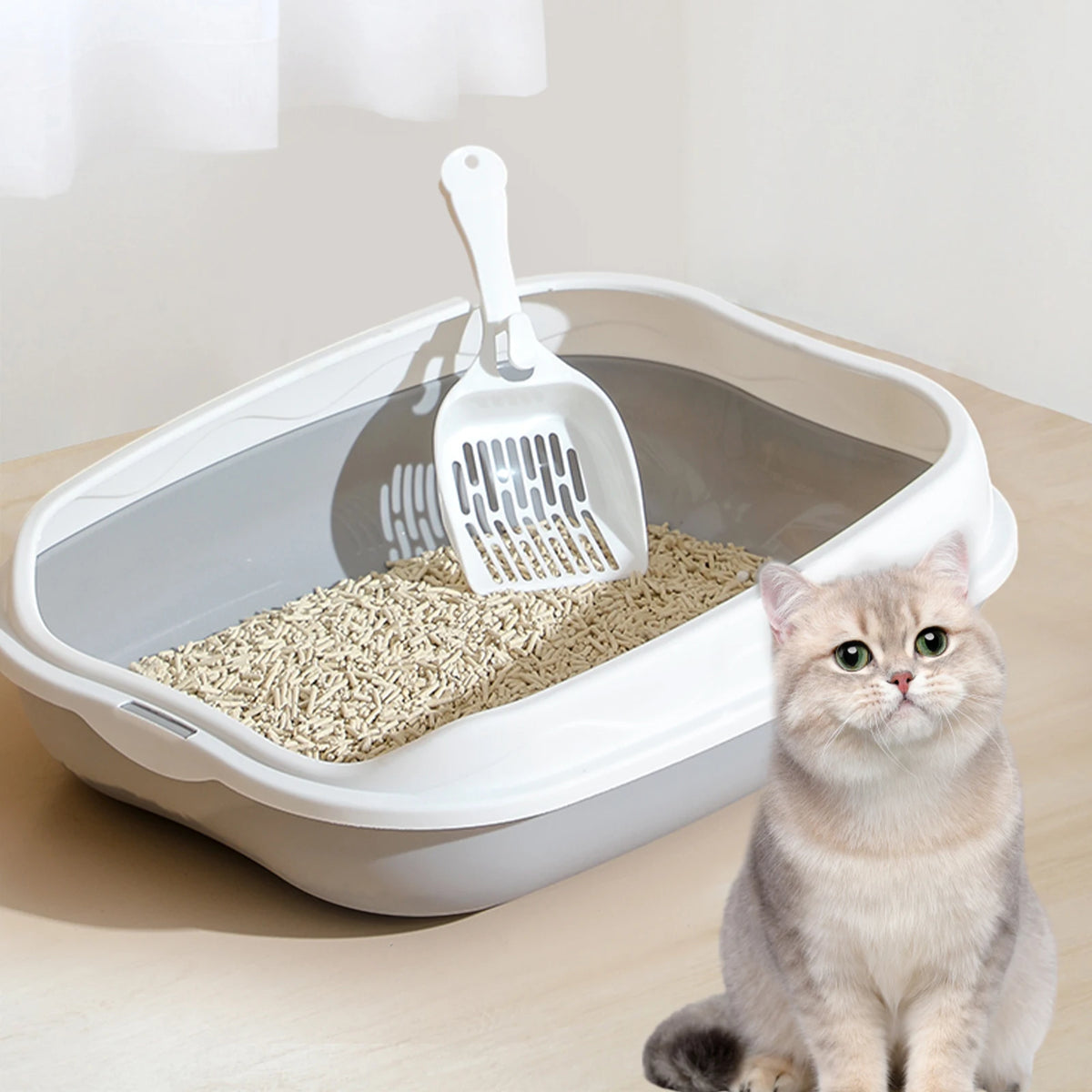 Arenero Semicerrado Antisalpicaduras XL para Gatos