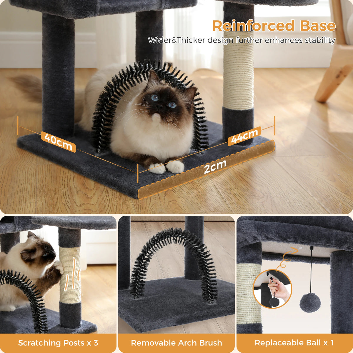 Rascador para Gatos con Casita y Hamaca, 106 cm