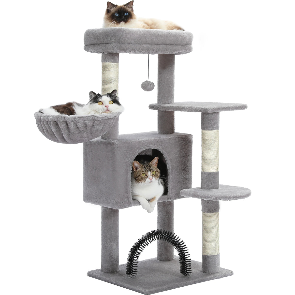 Rascador para Gatos con Casita y Hamaca, 106 cm