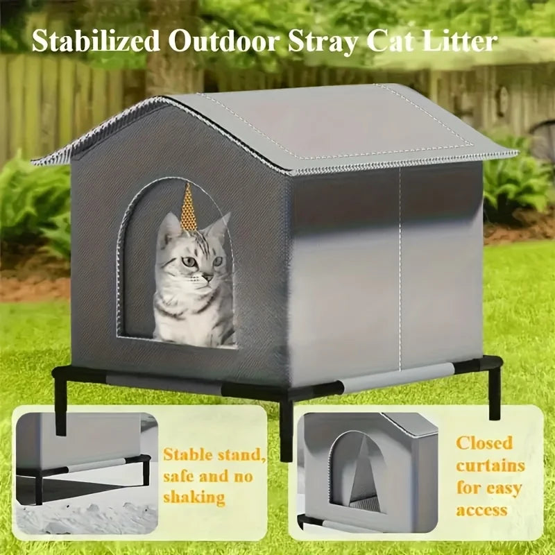 Caseta Impermeable Plegable para Gatos de Exterior