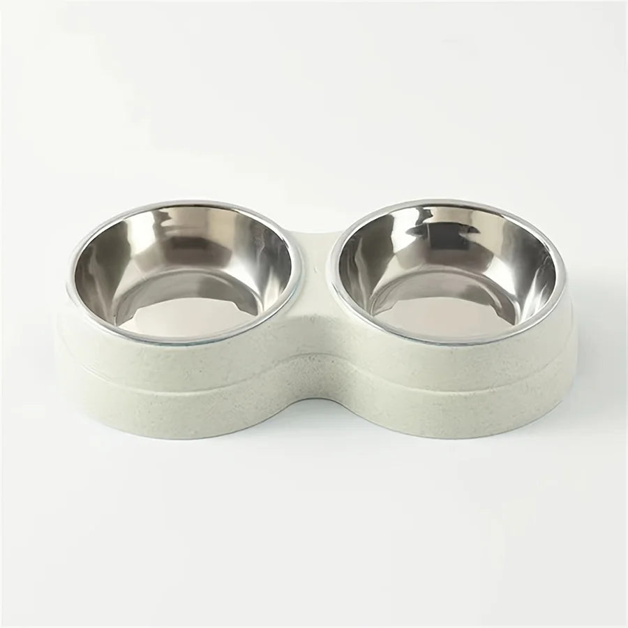 Comedero Doble de Acero Inoxidable para Perros y Gatos