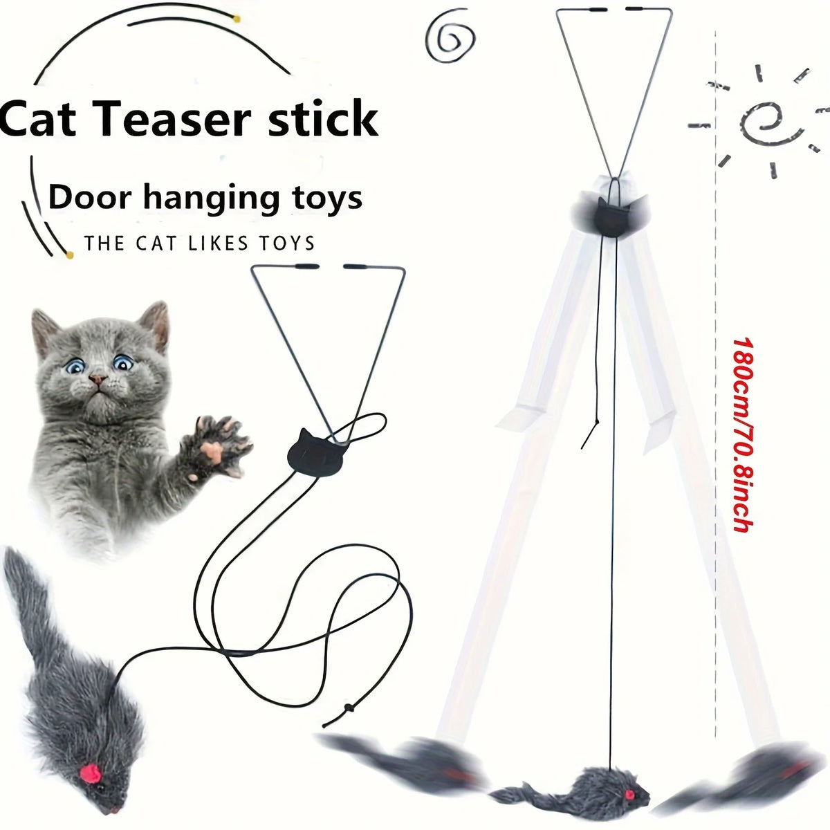 Juguete Raton Colgante Interactivo para Gatos, en Puerta
