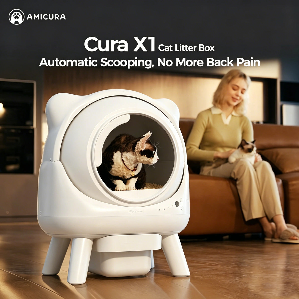 Arenero Automático Amicura-X1, 80L, Control por App