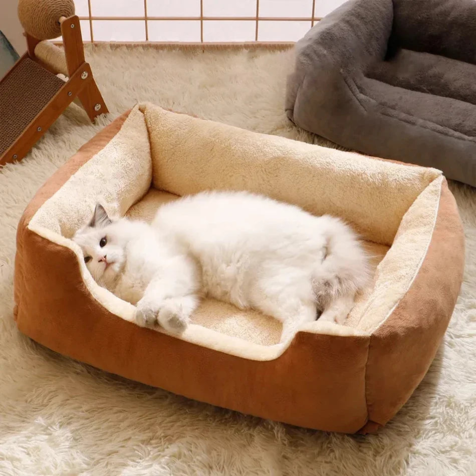 Cesta Cama de Peluche para Gatos y Perros Pequeños