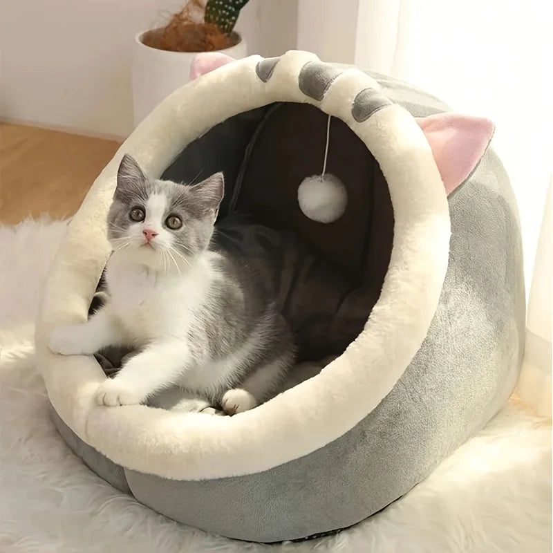 Cueva Cama Suave para Gatos, Cálida y Acogedora