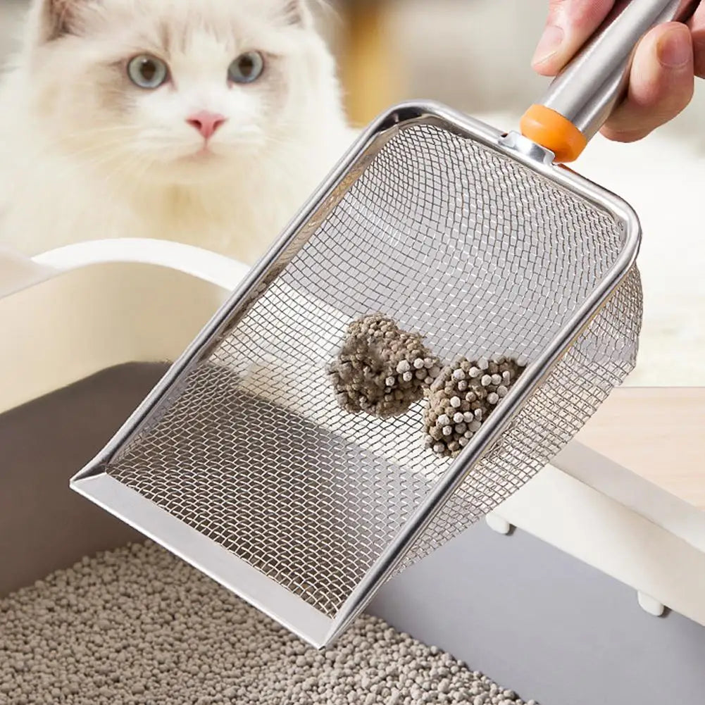 Pala Recogedora de Arena para Gatos, Acero Inoxidable