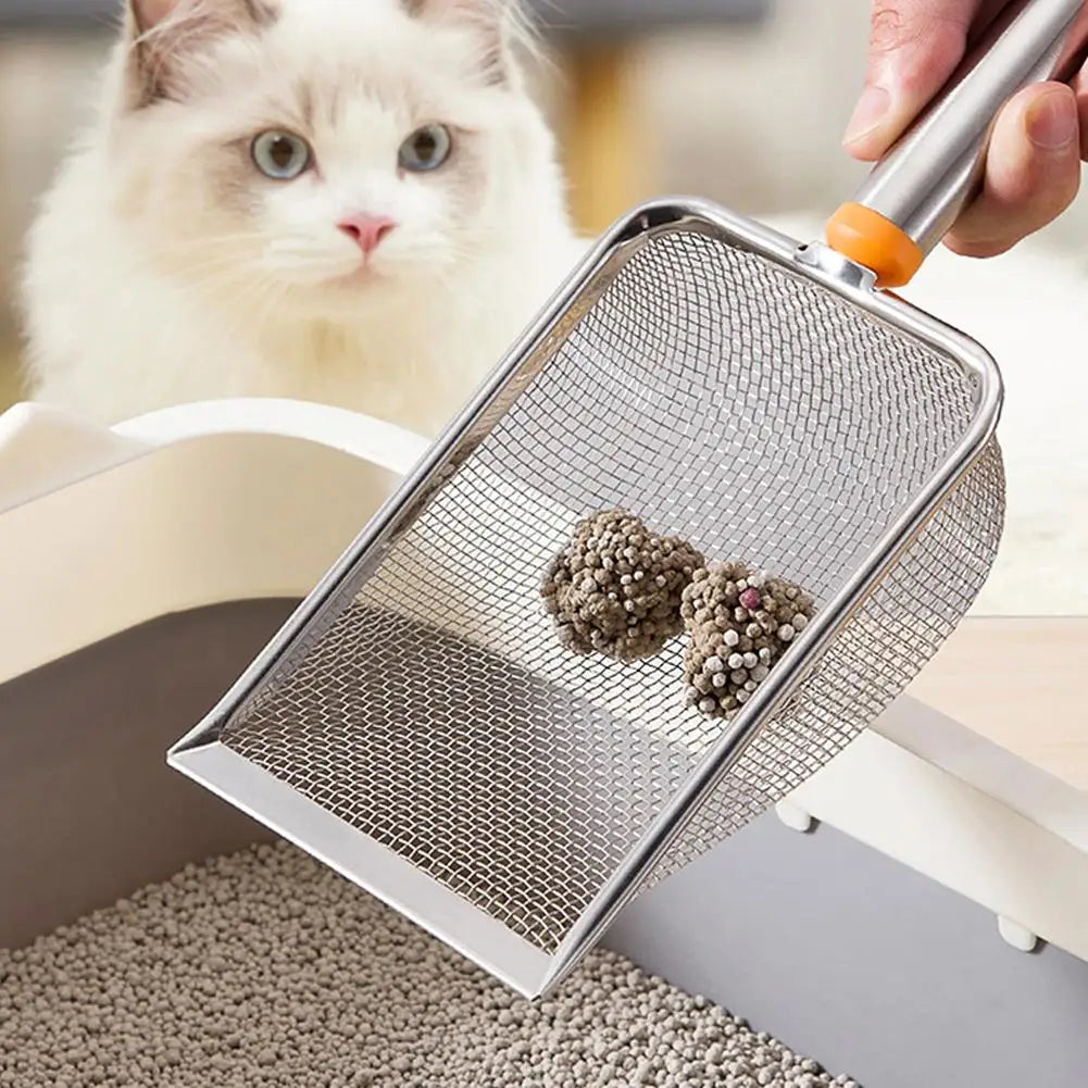 Pala Recogedora de Arena para Gatos, Acero Inoxidable