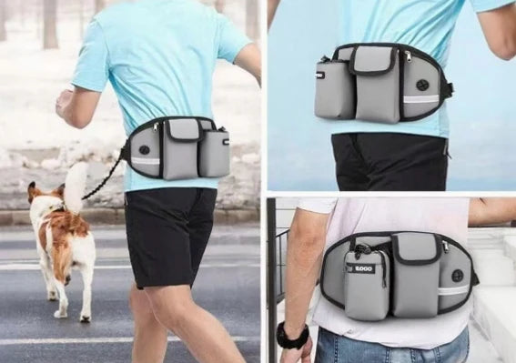 Correa de Cintura Manos Libres para Perros, con Bolsillo Reflectante