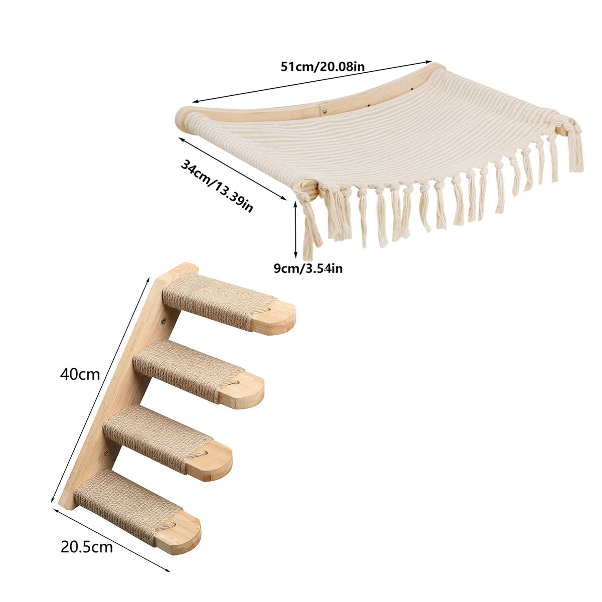 Estantes de Pared para Escalada de Gatos, Madera Natural