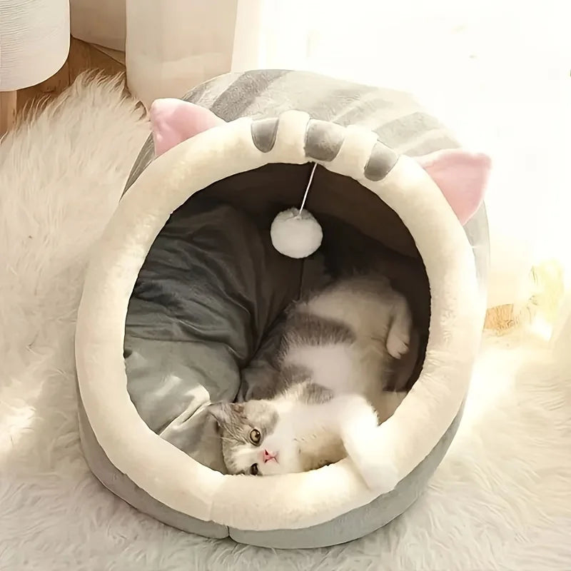 Cueva Cama Suave para Gatos, Cálida y Acogedora