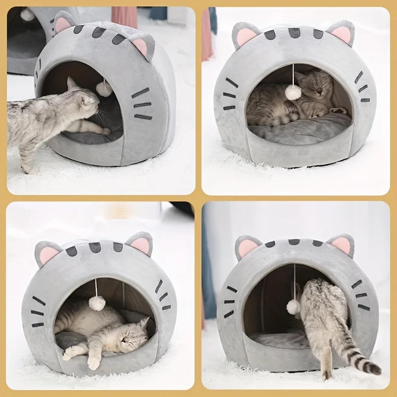 Cueva Cama para Gatos y Perros Pequeños, Diseño Divertido