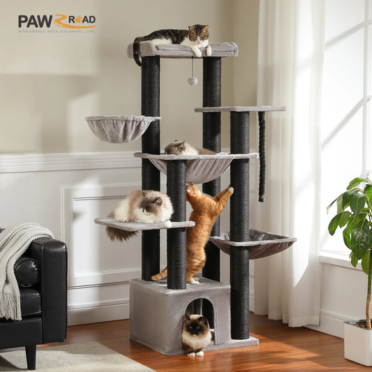 Rascador XL para Gatos Grandes con Hamaca, 170 cm