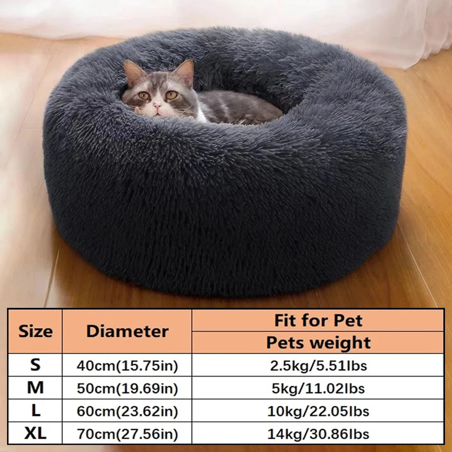 Cama Donut de Peluche para Gatos y Perros Pequeños