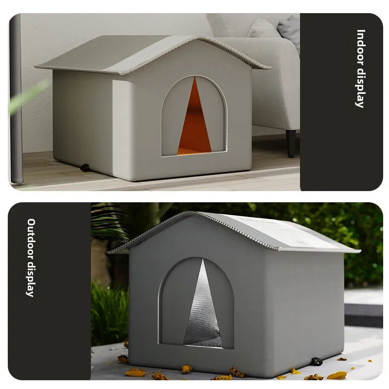 Caseta Impermeable de Invierno para Gatos y Perros Callejeros