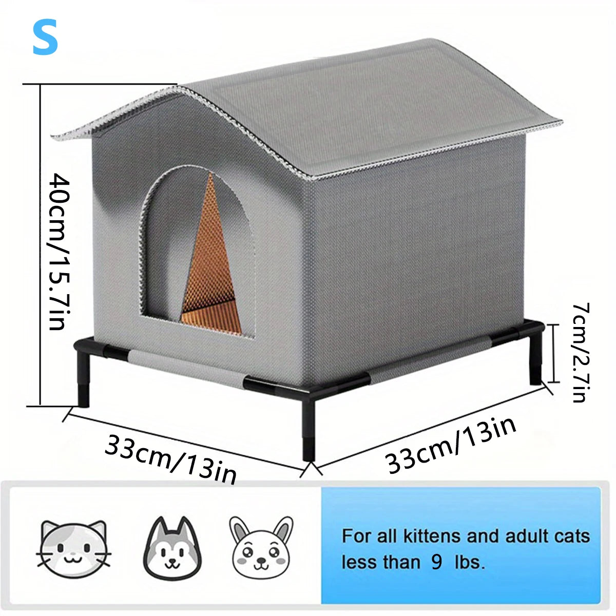 Caseta Impermeable Plegable para Gatos de Exterior