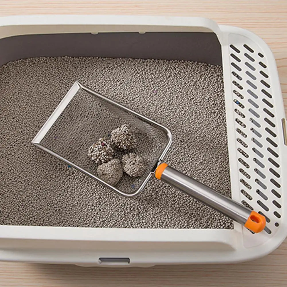 Pala Recogedora de Arena para Gatos, Acero Inoxidable