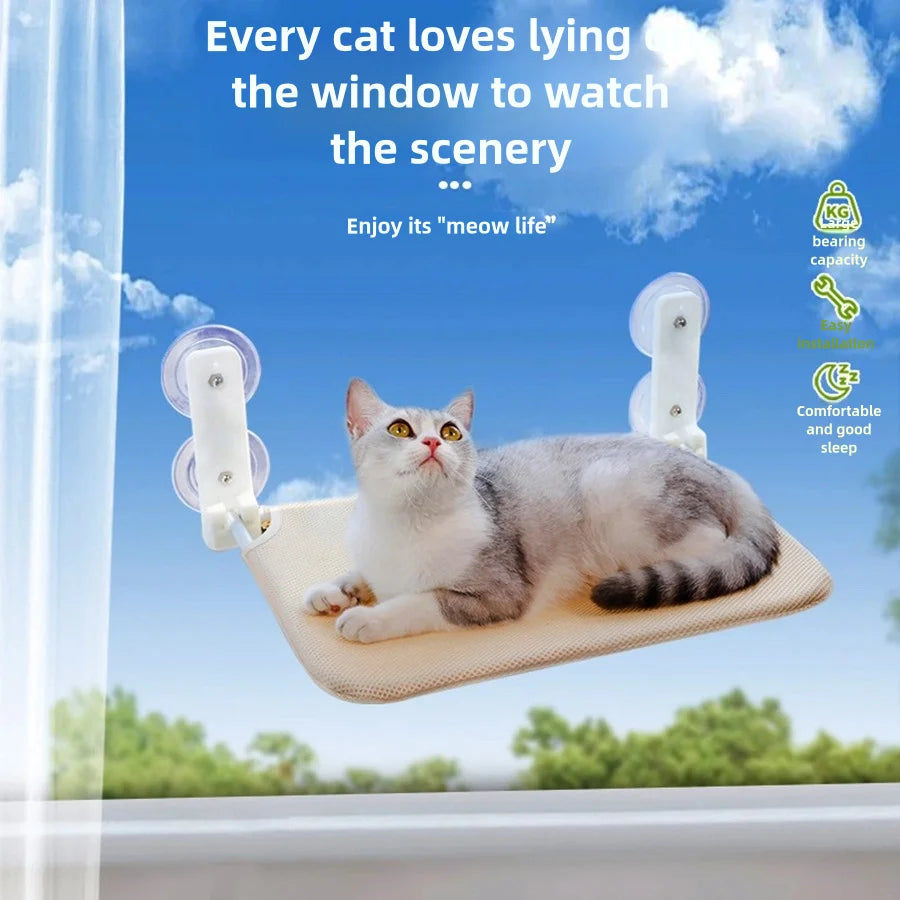 Hamaca de Ventana Plegable para Gatos, con Ventosas