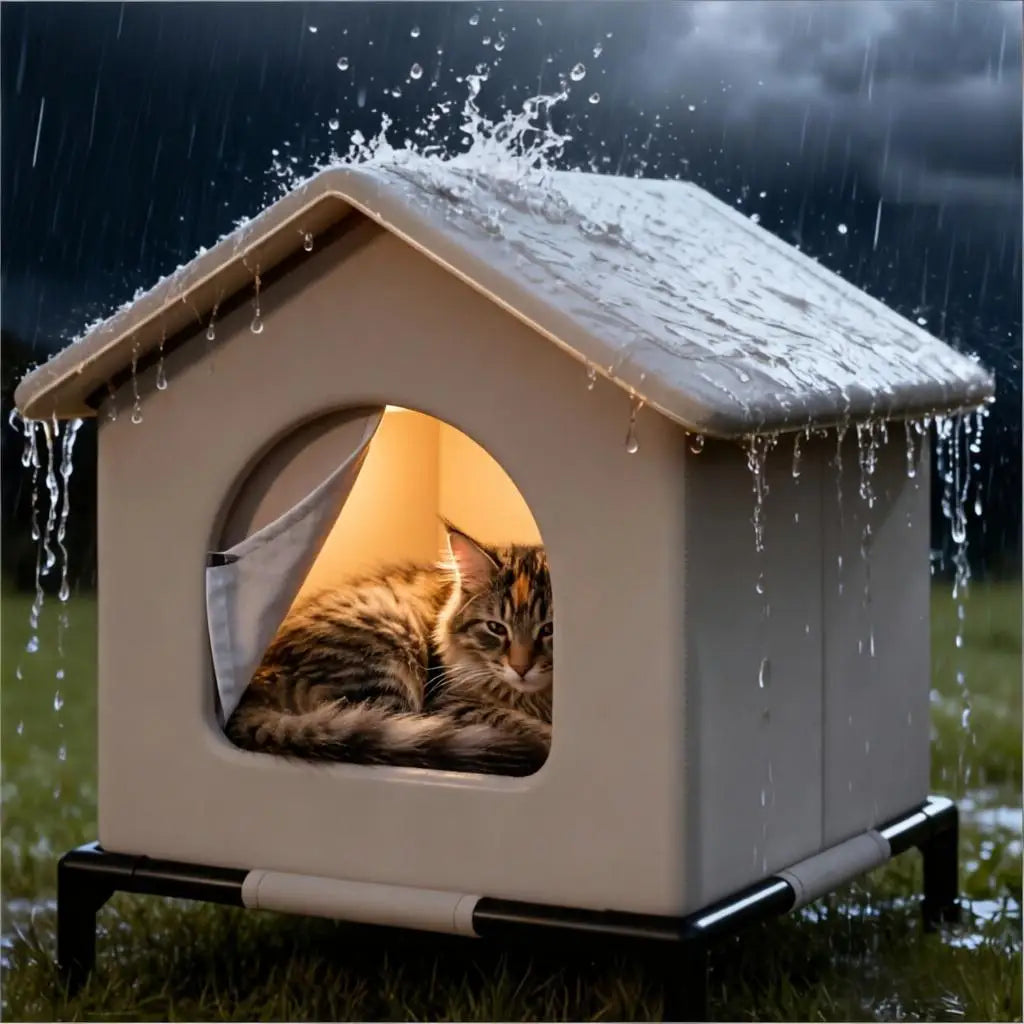 Caseta Impermeable Plegable para Gatos de Exterior